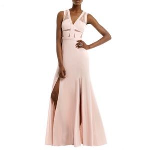 BCBGMAXAZRIA Cristy Sleeveless Lace-Insert Gown